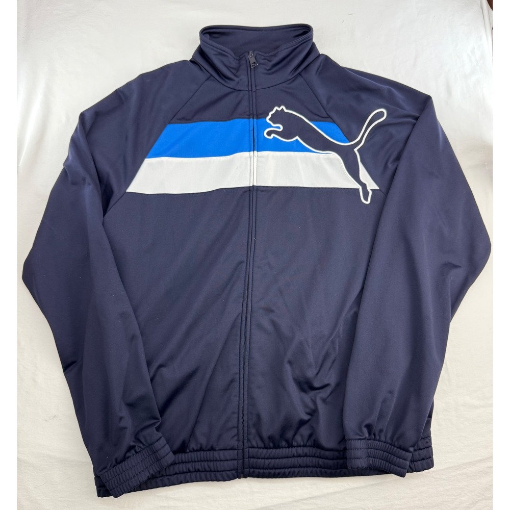 Puma Mens Sportlifestyle Track Jacket Navy Blue Colorblock Full Zip Large 817690